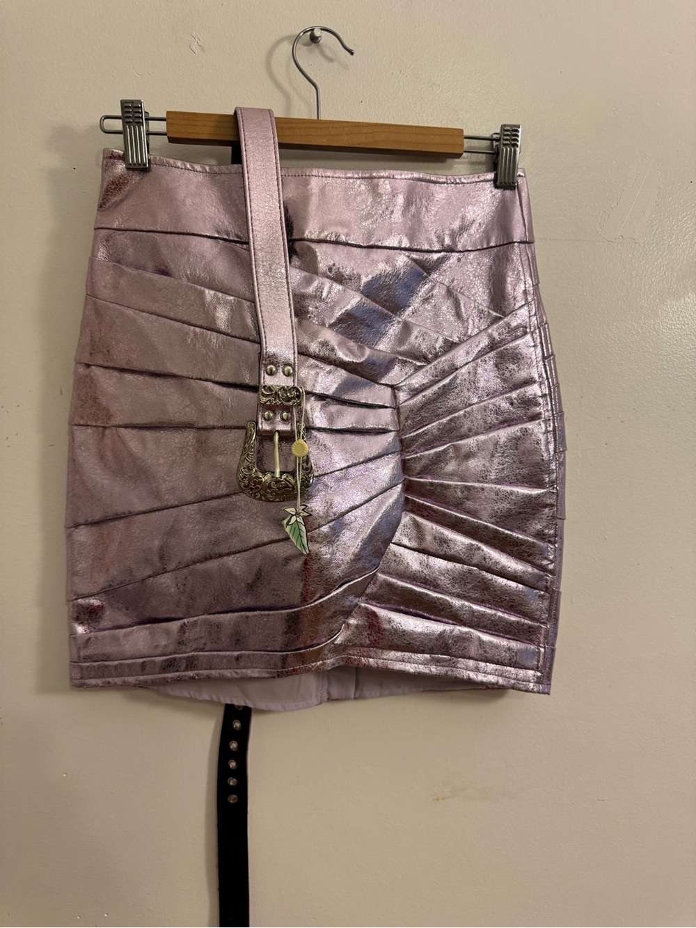 For Love And Lemons Metallic Lilac Pleated Mini Skirt